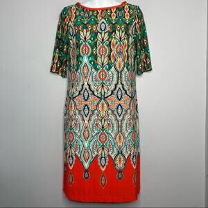 ELIZA J Shift Dress Womens Size 4 Bold Boho Colorful Maximalist Abstract Party